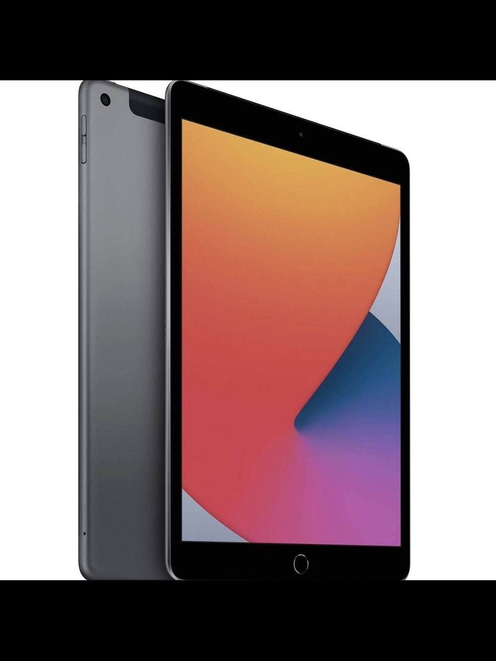 Apple iPad 10.2-inch in Space Gray with Black Front. 8th Gen